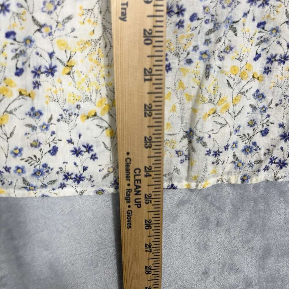 Old Navy Womens Top Linen Blend Ditsy Floral 3/4 Sleeve Blouse Coastal Cottage M - Picture 6 of 9